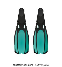 Vector illustration of green flippers. diving flippers isolated on a white background. Design element on the theme of diving, tourism and recreation at sea.