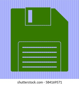 Vector illustration Green Floppy disk icon in violet background