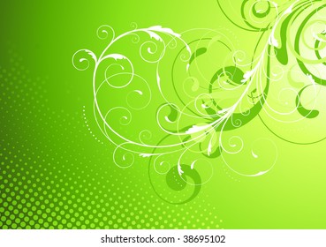 Vector illustration of Green Floral Decorative background