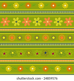 Vector illustration of green floral pattern