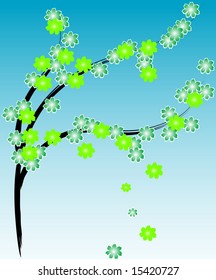 Vector illustration of green flowers