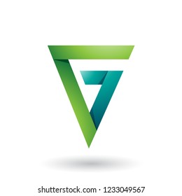 Ilustración vectorial de la letra G del triángulo doblado verde aislada en un fondo blanco