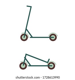 Gráficos vectoriales. La moto es verde en dos versiones. Fondo blanco.