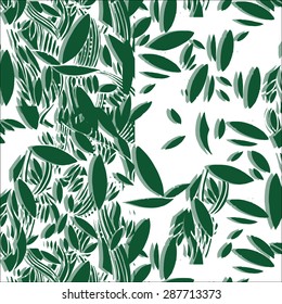 Vector Illustration of green foliage seamless pattern