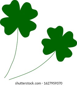 Vector Illustration Green Four Leaf Clover, Leaves Clover Saint Patrick, st. patrick