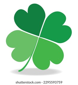 Vector illustration green four leaf clover icon on white background. Simple icon. Happy Saint Patrick's Day.