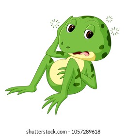 vector illustration of Green frog with happy smile