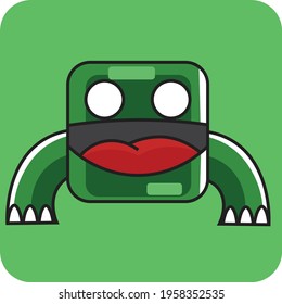 Vector illustration of a green frog suitable for a t-shirt and key chain.