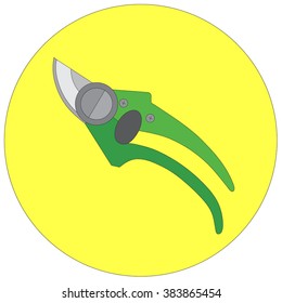 Vector illustration of a green garden pruner