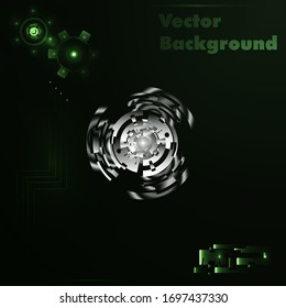 Vector illustration of a green gear wheel, high-tech digital technology and engineering, digital telecommunications technology concept, abstract futuristic technology on green.