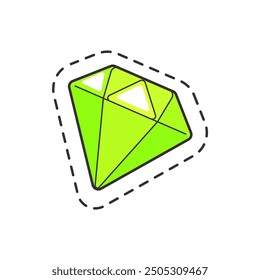 Vector illustration of a green gem sticker, perfect for decorating and fantasy themes.