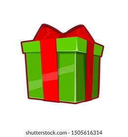 Vector illustration of green gift box on white background