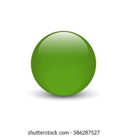 Vector illustration of green glass button for icon with shadow