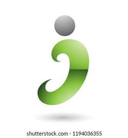 Vector Illustration of Green Glossy Curvy Fun Letter I isolated on a White Background