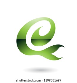 Vector Illustration of Green Glossy Curvy Fun Letter E isolated on a White Background