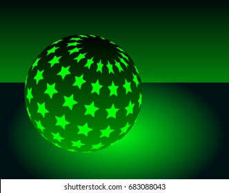 Vector illustration of a green glowing ball