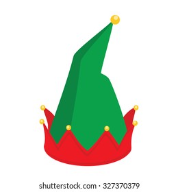 Vector illustration green gnome hat santa claus helper. 