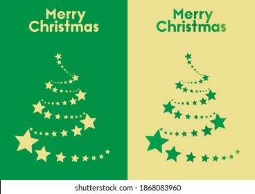 vector illustration of green and gold Christmas greeting card with Christmas tree
