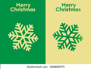 vector illustration of green and gold Christmas greeting card with snowflake