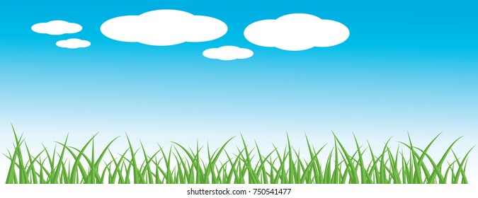 Vector illustration of a green grass against the sky
