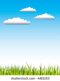 Vector Illustration Green Grass Blue Sky Stock Vector (Royalty Free ...