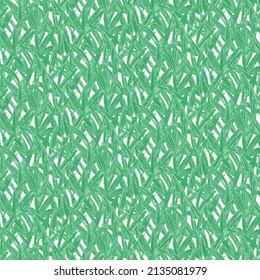 Vector illustration of green grass pattern on white background.nature hand drawn pattern.