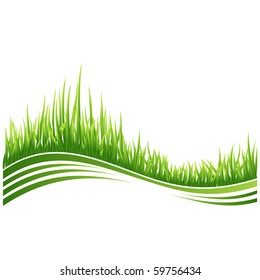 Vector illustration of green grass wave background.