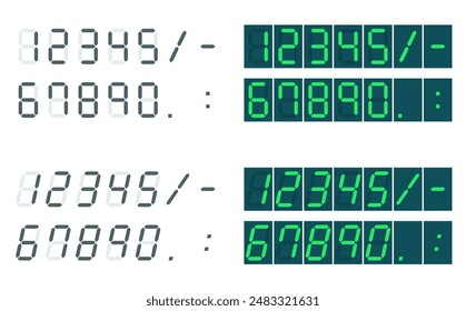 Vector illustration of green and gray digital numbers