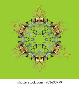 Vector illustration. Green, gray and neutral colors. Christmas pattern with snowflakes abstract background. Holiday design for Christmas and New Year fashion prints.