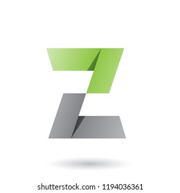 Vector Illustration of Green and Grey Folded Paper Letter Z isolated on a White Background