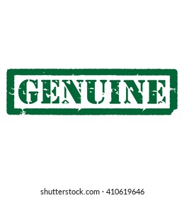 Vector illustration green grunge rubber stamp with text genuine isolated on white background