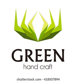 vector illustration of green hand craft adventure abstract vector and logo design or template ecology climbing business icon of company identity symbol concept