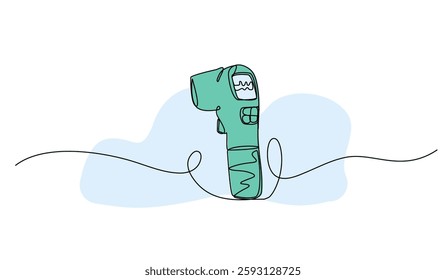 Vector illustration of a green handheld tool. Modern flat in continuous line style.