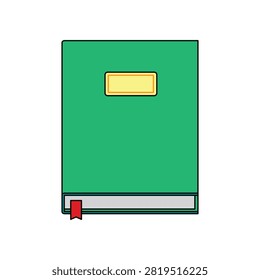 vector illustration green hardcover book on white background