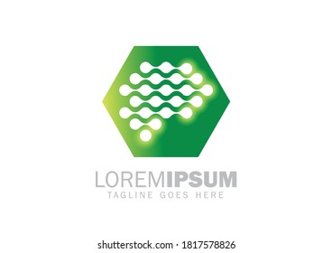A Vector Illustration of Green Hexagon Technology Logo Sign 