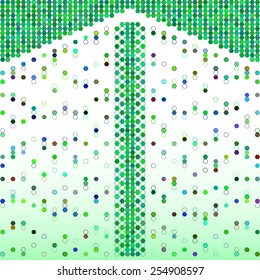 Vector illustration of green hexagons and an arrow abstract background