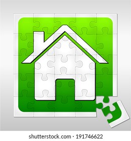 Vector illustration of green house concept on a puzzle