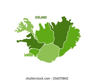 Vector illustration of a green Iceland map