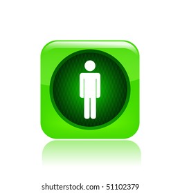 Vector illustration of a green icon isolated in a modern style with a reflection effect depicting a pedestrian traffic light