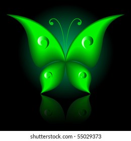 Vector illustration of green icon simply butterfly