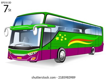 Vektorgrafik eines grünen Intercity-Busses einzeln auf weißem Hintergrund, geeignet für Werbung, Illustration und Corporate Identity Design.