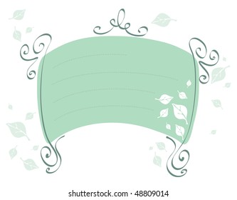Vector illustration of green invitation with leaves