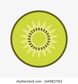 A vector illustration of a green kiwi fruit on white background. Flat design fruit icon for a website.