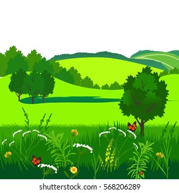 Vector Illustration. Green landscape.