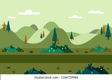 A vector illustration of green landscape game background