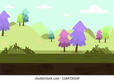 A vector illustration of green landscape game background  cartoon