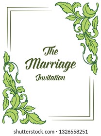 Vector illustration green leaf floral garland frame for marriage celebration invitation hand drawn