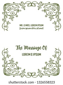 Vector illustration green leaf floral garland frame for marriage celebration invitation hand drawn