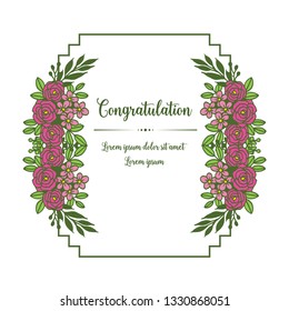 Vector illustration green leaf floral frame for greeting card congratulation hand drawn