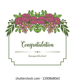 Vector illustration green leaf floral frame for greeting card congratulation hand drawn
